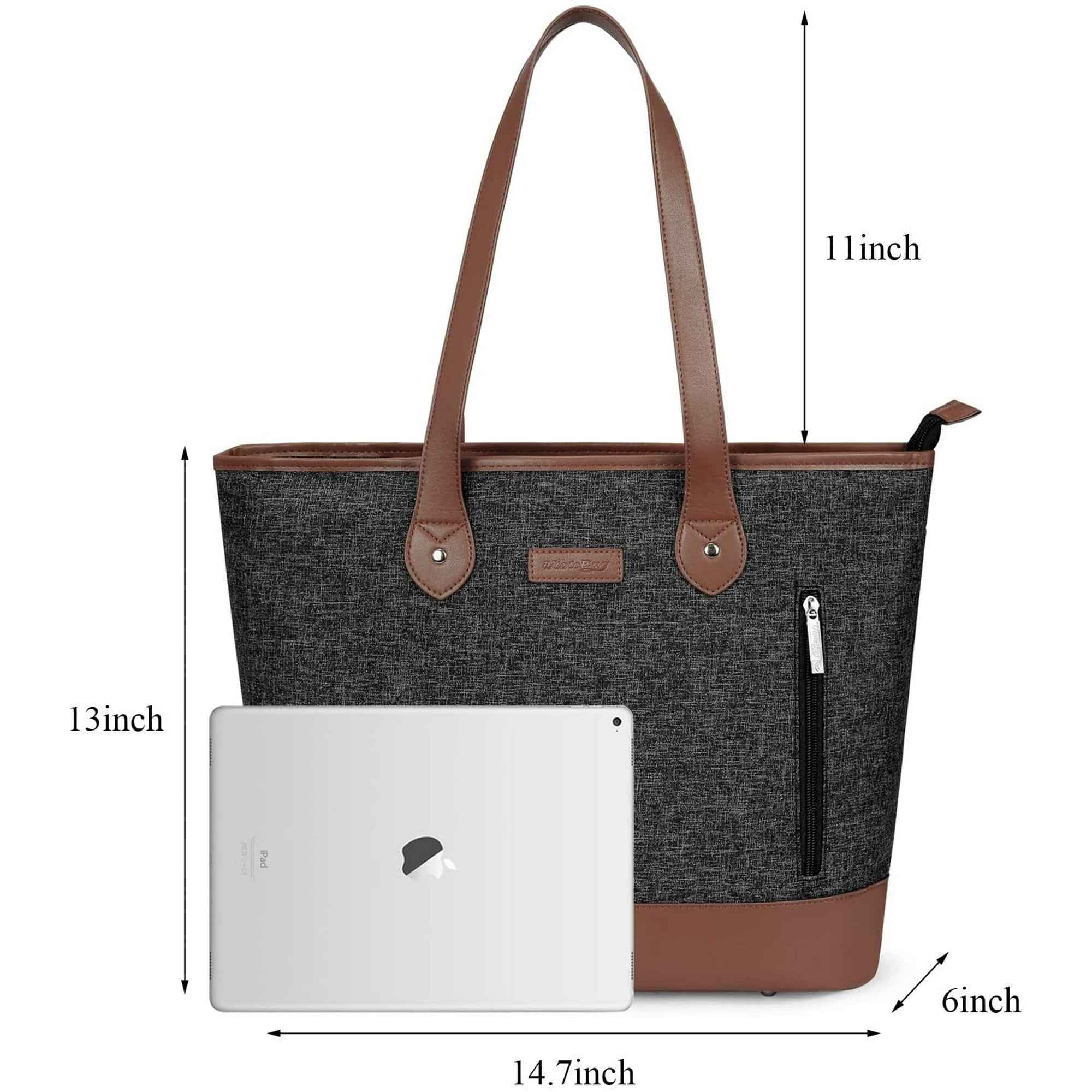 UtoteBag Women 15.6 Inch Laptop Tote Bag Notebook Shoulder Bag Lightweight Multi-pocket Nylon Briefcase Classic Casual Handbag Black